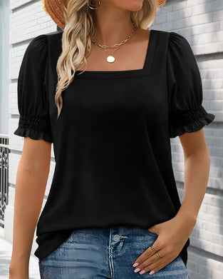 T-Shirt Enfärgad Puffärmar