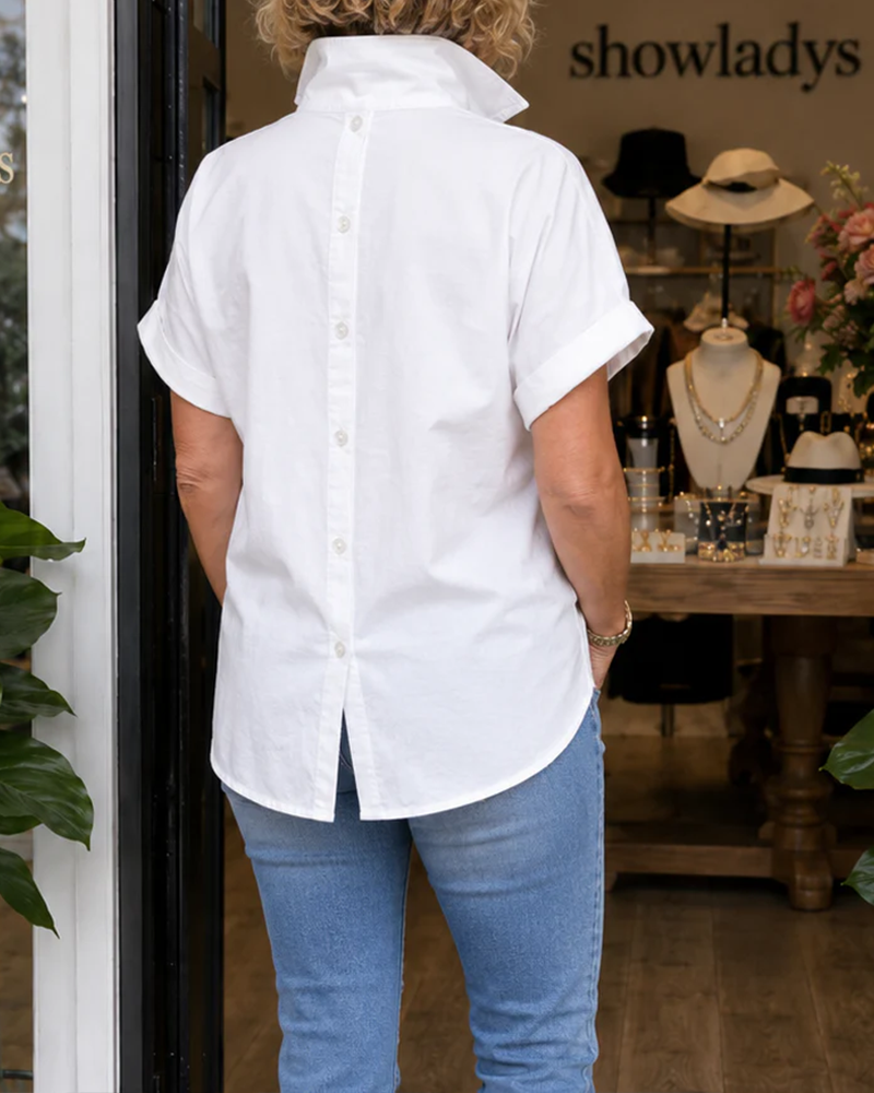 Blus Ficka Knapp V-Hals Casual