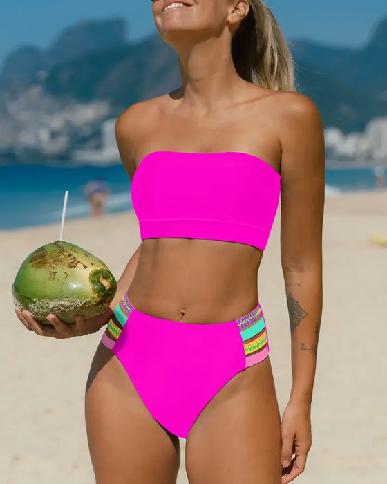 Bikini Neon Kant Bandeau Axelbandslös