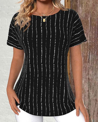 T-shirt med rund hals och tryck