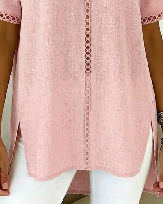 Topp Urholka V-Hals Bomull Lin