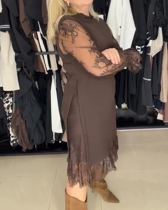 Klänning Spets Lappverk Stilfull Långärmad