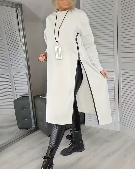 Klänning Stilfull Stor Ficka Dragkedjedesign