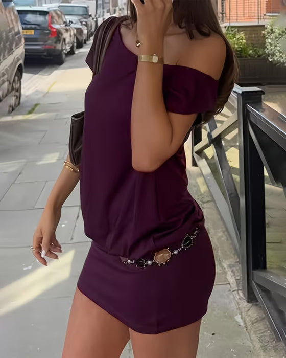 Klänning Off-Shoulder Asymmetrisk Bodycon