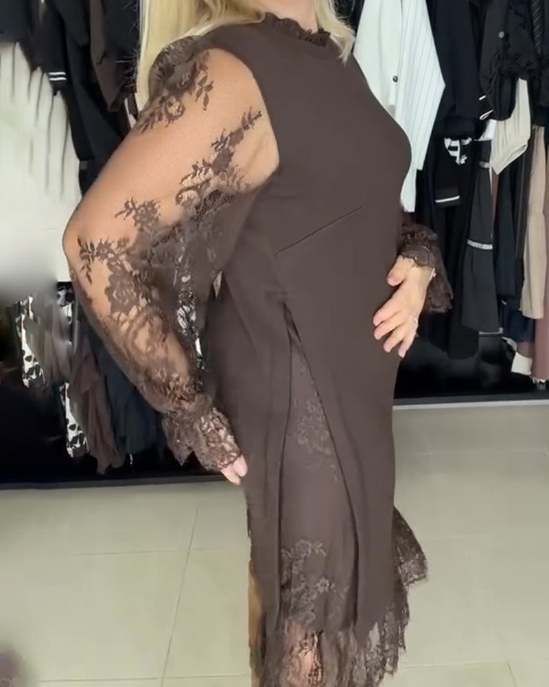 Klänning Spets Lappverk Stilfull Långärmad