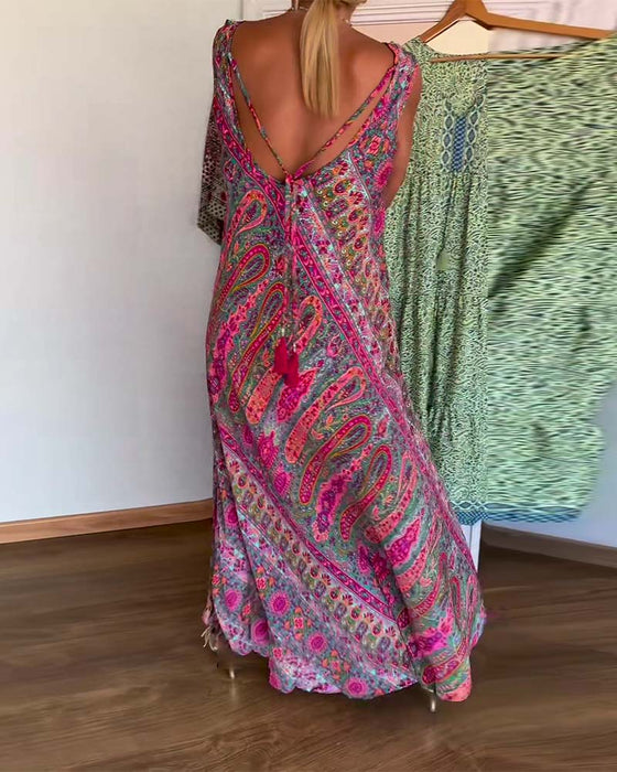 Klänning Ärmlös Löst Kaschmir Tryck