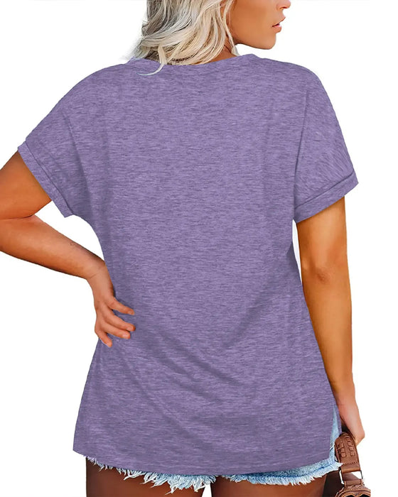 T-Shirt V-Hals Kort Ärm Lös Casual
