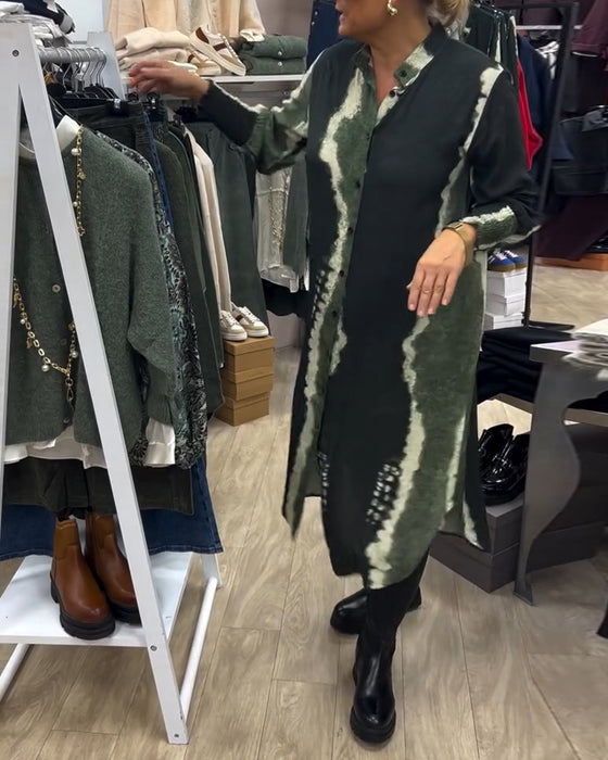 Ståkrage skjortklänning med tryckknappar