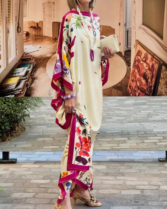 Klänning Off-Shoulder Kontrast Löss Semester