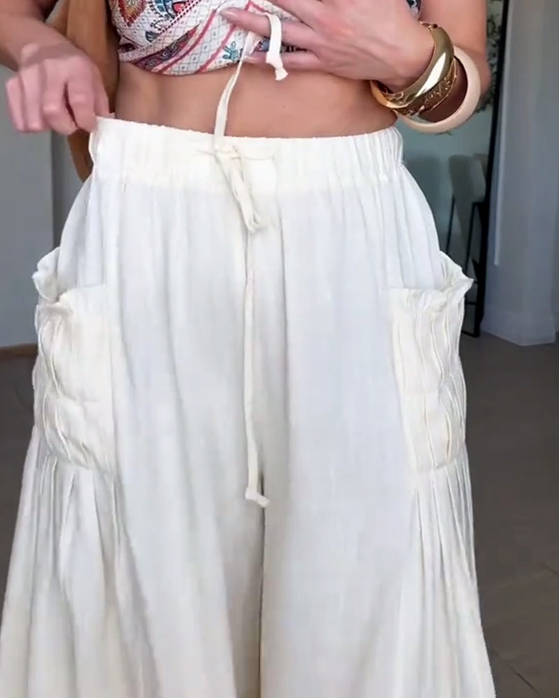 Byxor Dragsko Veckad Ficka Bred Ben