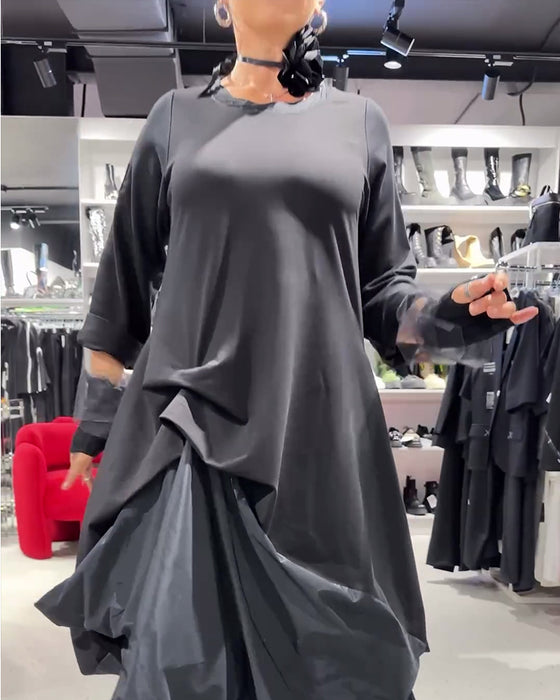 Klänning enfärgad fashionabla lapptäcke