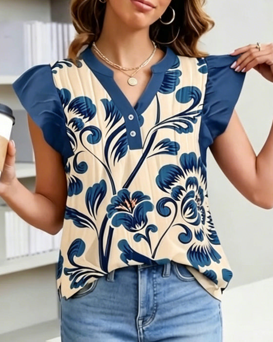 Blus Blommönster Liten Fladderärm