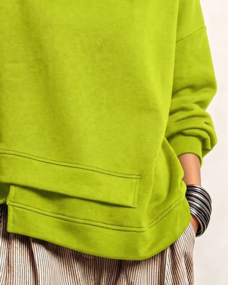 Sweatshirt Polokrage Dragkedja Oregelbunden