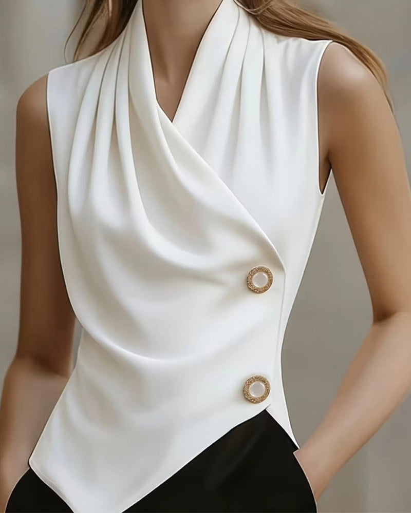 Blus Solid Kors Ärmlös