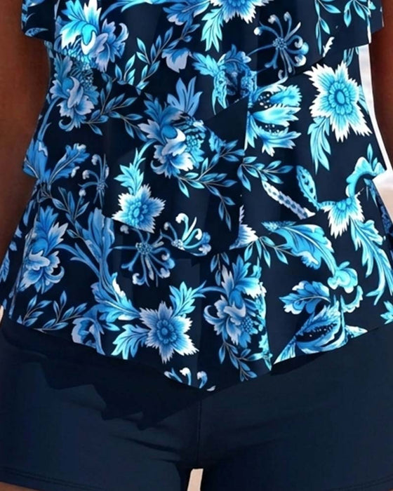Tankini Oregelbunden Ruffle Fåll