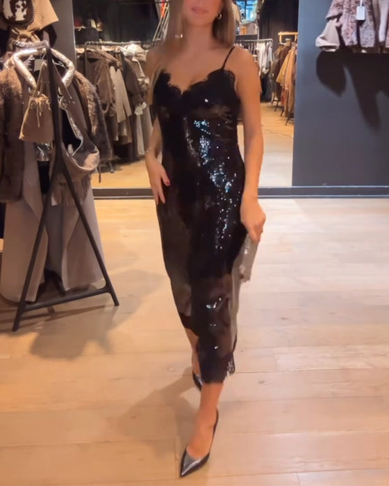 Sophistikerad Spaghetti Band-Klänning För Kvällen