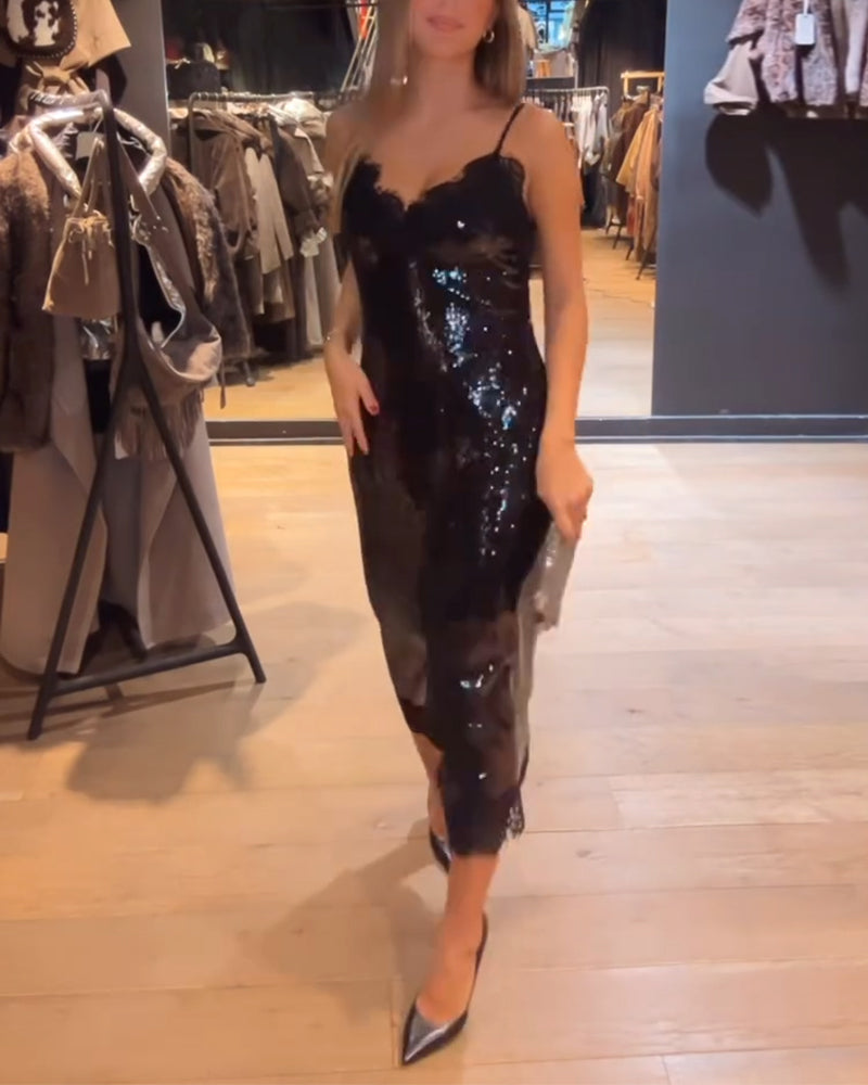 Sophistikerad Spaghetti Band-Klänning För Kvällen