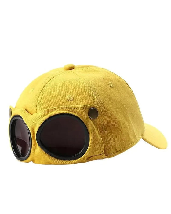 Pilotbaseballkeps Med Avtagbara Goggles – Skapad För Gatustil Och Vardagslooks