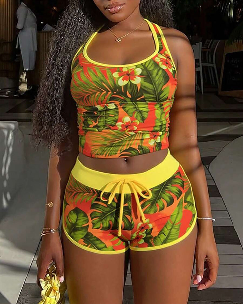 Tankini Tropisk Stil Halterneck