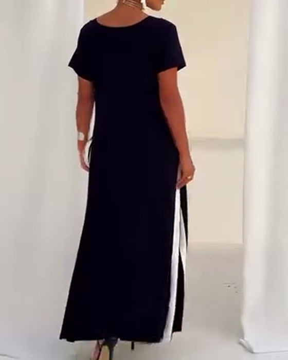 Klänning Temperament V-Ringad Kontrastfärg