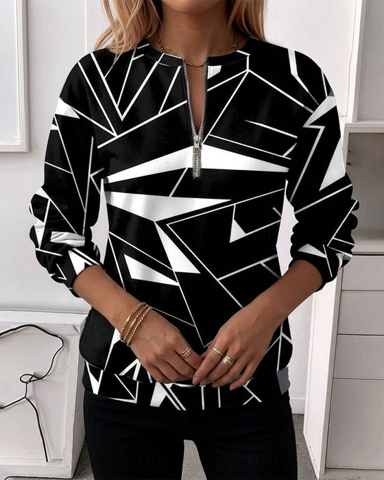 Sweatshirt Casual Dragkedja Lång Ärm