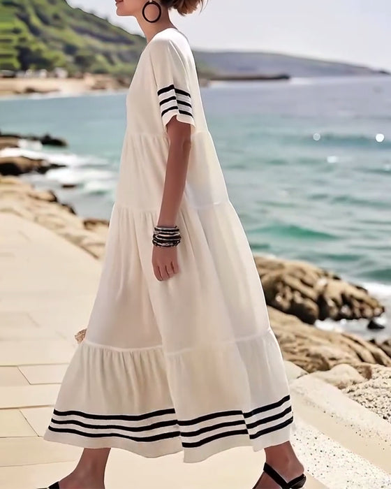 Klänning Moderiktig Semester Kortärmad