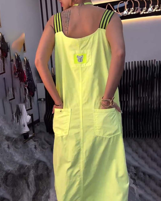 Klänning Med Spliced Hängslen Lös