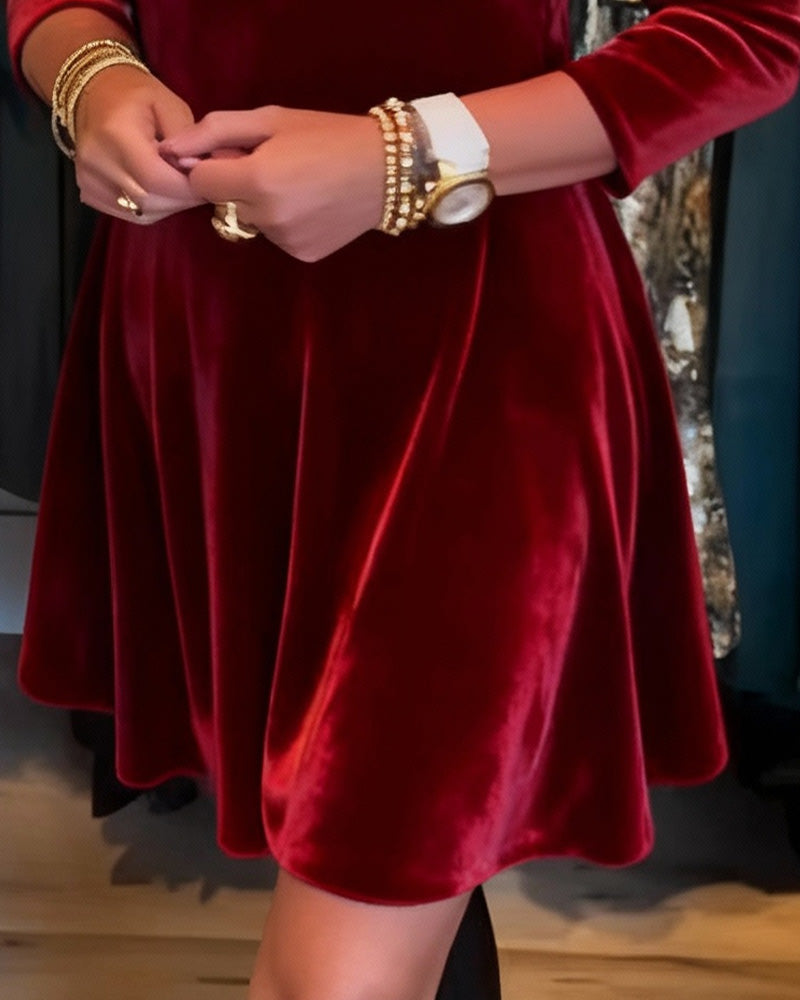 Klänning Halvblästra Sammets A-Linje