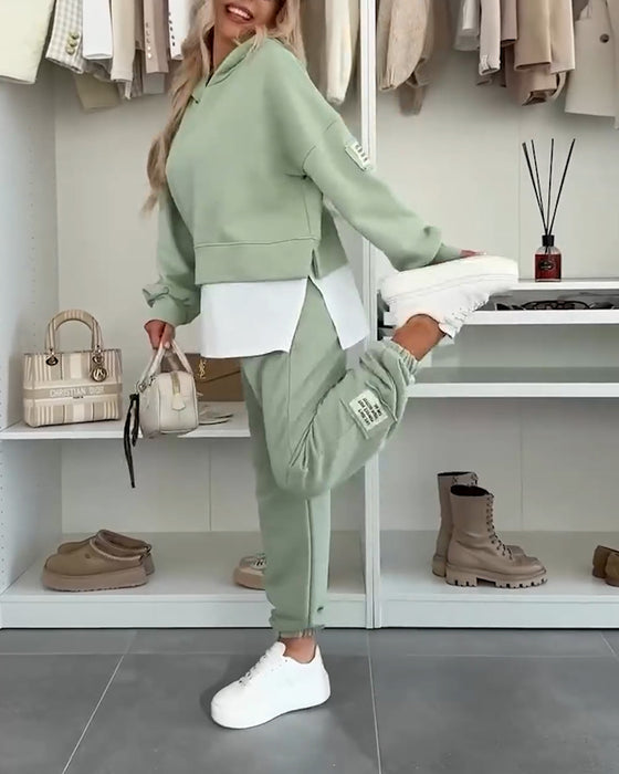 Set Casual Huvtröja Och Byxor