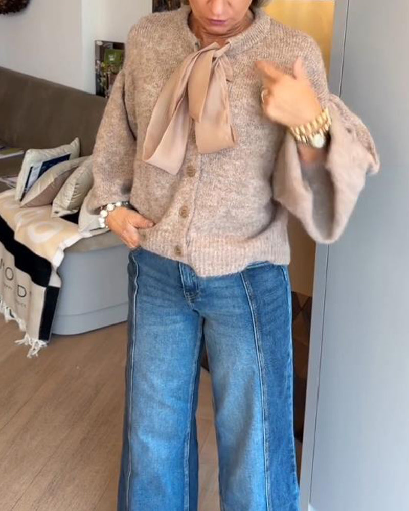 Cardigan Kappa Med Elegant Stil, Lantärnsleeve Design