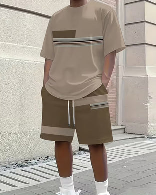Set Randig Casual Kort Ärm