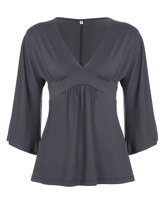 Topp Sexig Djup V-Ringad Kortärmad