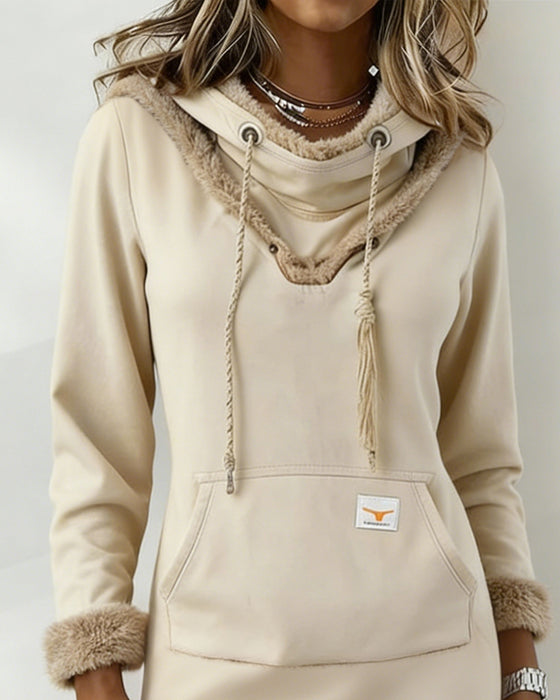 Klänning Långärmad Plysch Lapptäcks