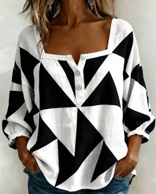 Blus Casual Geometrisk Tryck