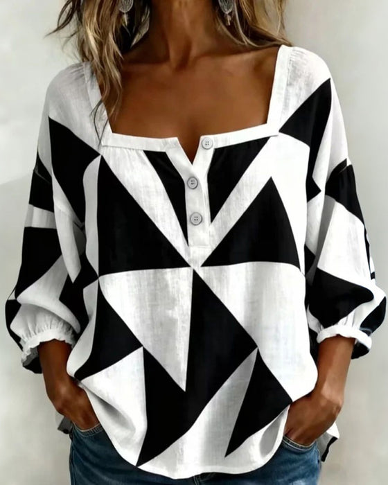 Blus Casual Geometrisk Tryck
