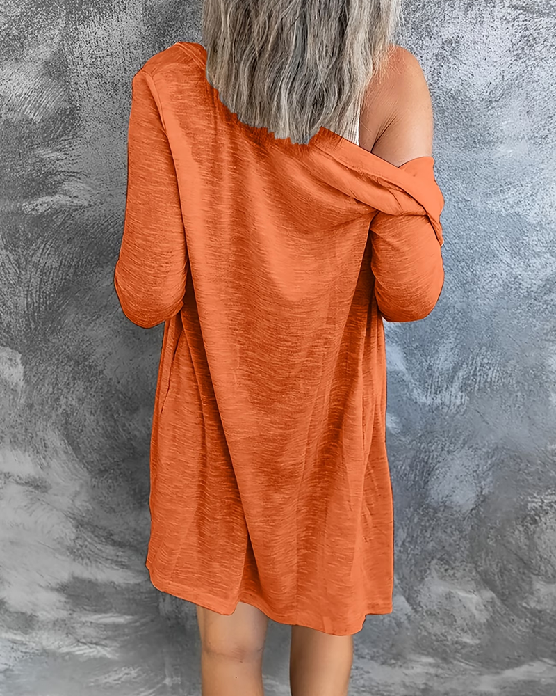 Cardigan Enfärgad Mellång