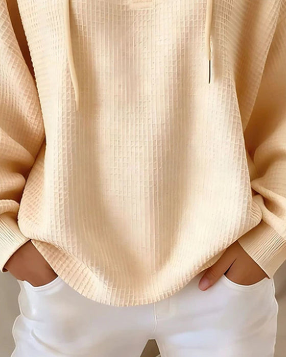 Sweatshirt Avslappnad Enfärgad Snörlina