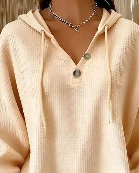 Sweatshirt Avslappnad Enfärgad Snörlina