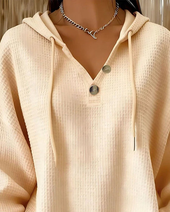 Sweatshirt Avslappnad Enfärgad Snörlina