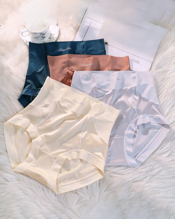 Kvinnors Höga Midja Is-Siden Satin Sömlösa Sexiga Trosor Med Lyft Och Magstöd