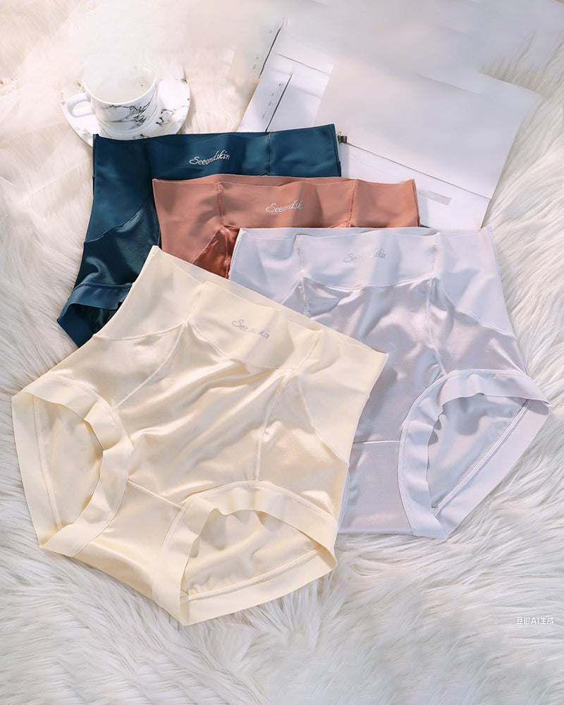 Kvinnors Höga Midja Is-Siden Satin Sömlösa Sexiga Trosor Med Lyft Och Magstöd