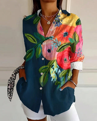 Blus Tryckt Ståkkrage