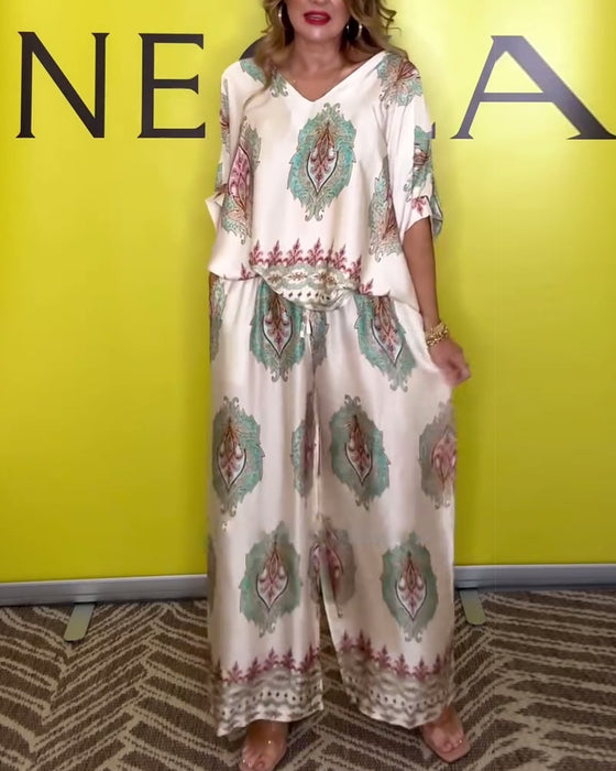 Set Elegans V-Ringning Cashewblomma Vidbyxa