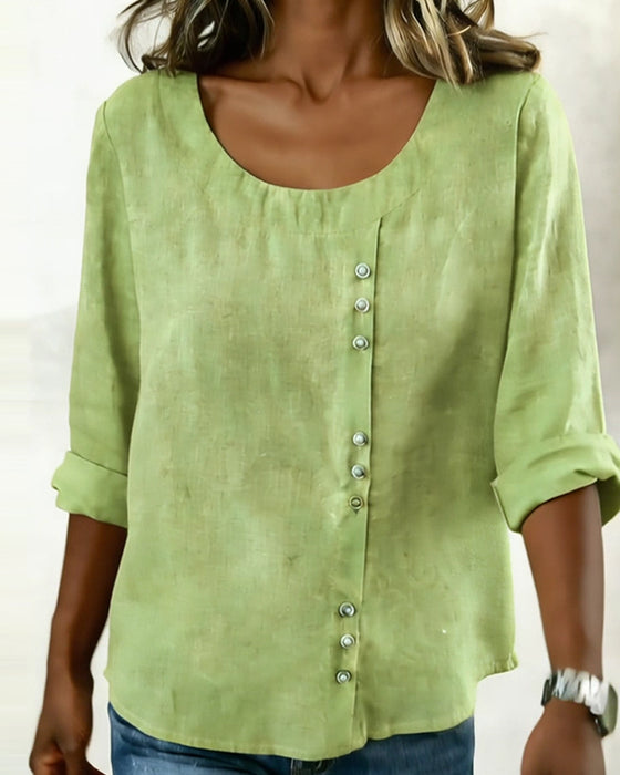 Topp Rund Halsringning Lång Ärm