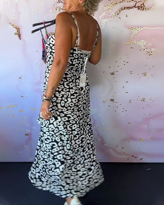 Patchwork cami-klänning med retrotryck