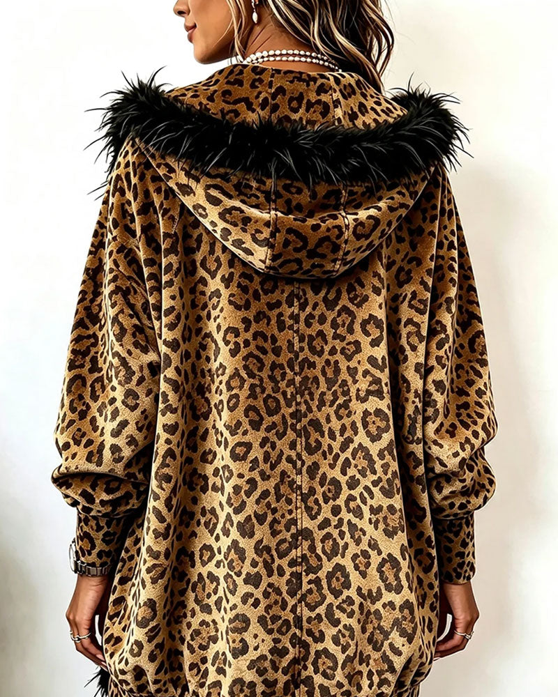Kappa Leopardmönster Plysch Huva