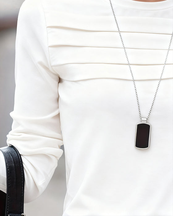 Topp Slim Fit Plisserad Lång Ärm