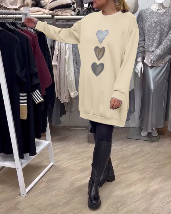 Klänning Shift Hjärt Mönster Casual