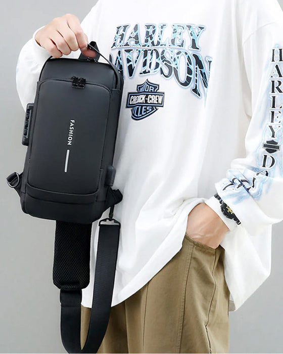 Stöldskyddande bröstväska med lösenord