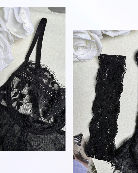 Lingerie Enfärgad Genomskinlig Ett Stycke